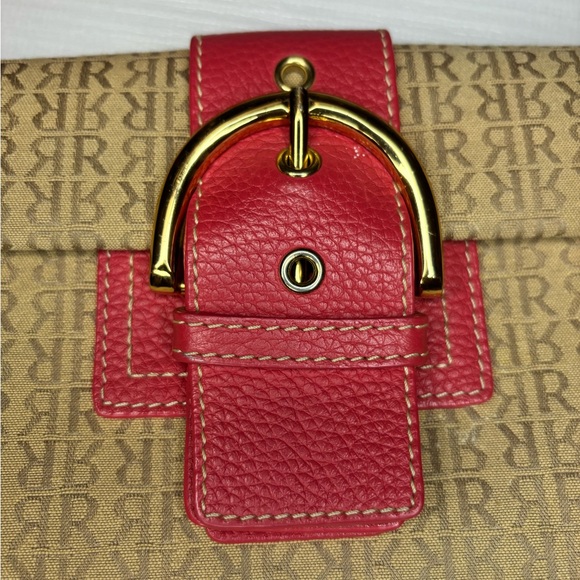 Pedro Rogado Orange leather straps Tan canvas handbag - Picture 8 of 8